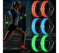 Aicharynic Pulsera LED con batería, 6 unidades LED reflectantes, banda luminosa, pulsera de luz, banda reflectante, luz de seguridad para niños, para correr, correr, deportes