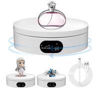Aicharynic Tocadiscos eléctrico, plástico, blanco, rotación de 360 grados para fotografía, joyería, reloj, modelos 3D, pasteles, coleccionables, carga máxima 5 kg
