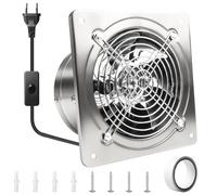 Aicharynic Ventilador extractor de 150 mm con válvula antirretorno, 525 m³/h, ventilador de pared silencioso con enchufe de la UE, ventilador de baño para cocina, inodoro, garaje, sótano, potente y
