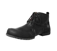 AIchenYW Botines clásicos con forro de cuero para hombre Tacones con cordones Botines cortos Toe redonda Zapatos de hombre Acogedor Botas de inserción impermeables, Negro , 45 EU