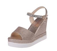 AIchenYW Sandalias de cuña para mujer, con plataforma, dorado, 34 EU