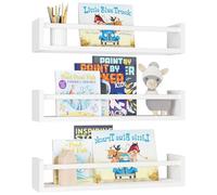 aichilra 3pcs Wall Floating shelv Wood Wall Shelves with Lip Nursery Book Shelves