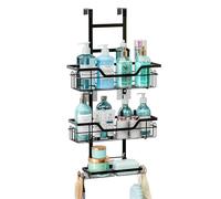 aichilra Estanteria Ducha para Colgar de 3 niveles, estante de ducha sobre la puerta con ganchos, organizador de ducha colgante a prueba de óxido, estante de almacenamiento de ducha sin taladro para