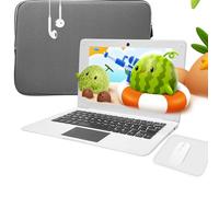 aichiw Mini Ordenador Portátil 10.1 Pulgadas, Ordenador Portátil con CPU 2GB RAM 64GB eMMC, Funda para Portátil, Ratón Inalámbrico, Mini Portátil con Win 10 (Blanco-Teclado Inglés)