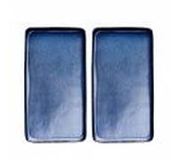 Aida RAW - Juego de platos rectangulares 34 x 18 cm - 2 piezas - Azul medianoche
