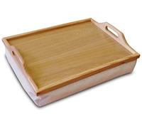 Aidapt Bandeja de vuelta de madera con asas y asas de cojín en el lateral que da una gran estabilidad ligera para llevar completamente portátil, usar en cualquier habitación, bandeja fácil de limpiar, comer, leer, trabajar en tu regazo superior
