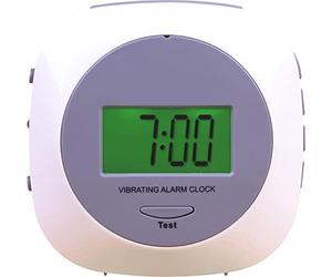 Aidapt Reloj despertador de vibración. Discapacidad auditiva, sordos, trabajadores por turnos, no molestar a la pareja, pantalla LCD, función de repetición, luz trasera incorporada