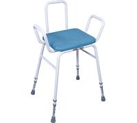 Aidapt Taburete Multiusos cómodo, Asiento de Poliuretano fácil de Limpiar. Altura Ajustable con Brazos, Respaldo Integral, virolas Antideslizantes, Seguridad, Ancianos, recuperación de cirugía de