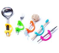 AIDBONES Pack 5 Adaptadores de Agarre Infantil - Ayuda para Sujetar Lápices, Juguetes y Cubiertos - Silicona Ergonómica para Terapia Pediátrica, Aplasia y Motricidad Fina (De Bebé a Niño)