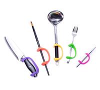 AIDBONES Pack 5 Adaptadores de Agarre para Adultos - Ayuda para Sujetar Cubiertos, Cepillo de Dientes, Silicona Ergonómica Parkinson, Artritis, Túnel Carpiano y Rehabilitación (De Joven a Adulto)