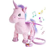 Aideal Unicornio Eléctrico Peluche Juguetes de Que Canta y Camina Regalos Cumpleaños para Niña (Rosa)