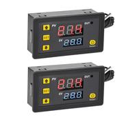 Aideepen W3230 Controlador de temperatura, paquete de 2 controladores de termostato digital CC 12 V 20 A para calefacción y refrigeración, interruptor de temperatura