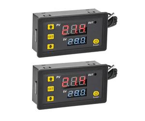 Aideepen W3230 Controlador de temperatura, paquete de 2 controladores de termostato digital CC 12 V 20 A para calefacción y refrigeración, interruptor de temperatura