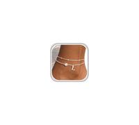 Aidenn Tobillera de plata de ley 925 con letra, pulsera de tobillo en capas con dije inicial de circonita cúbica, ajustable, joyería del alfabeto personalizada como regalo para mujeres y niñas, 26 cm