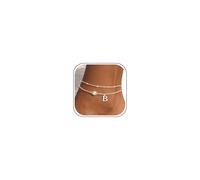 Aidenn Tobillera de plata de ley 925 con letra, pulsera de tobillo en capas con dije inicial de circonita cúbica, ajustable, joyería del alfabeto personalizada como regalo para mujeres y niñas, 21 cm