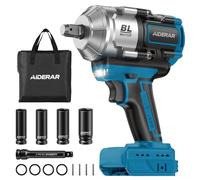 AIDERAR 1500Nm Pistola de Impacto Batería 18V para Makita, 1/2" Atornillador de Impacto sin Escobillas, Herramienta 3 Velocidades Alta Potencia para Neumáticos, Tornillos Oxidados(Sin Batería)
