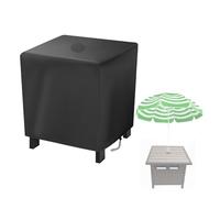 Aidetech Funda para mesa de patio con agujero para sombrilla, cubierta de mesa auxiliar para sombrilla, cubierta de mesa de mimbre de ratán impermeable, cubierta de mesa para sombrilla al aire libre