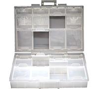 AideTek Caja media transparente BOX-ALL-24 para piezas pequeñas, organizador de joyas, para piezas ordenadas, 3 tamaños, 24 compartimentos con tapa