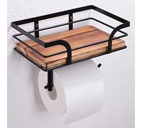 AIDILI Portarrollos de papel higiénico con estante, soporte para papel higiénico con caja para toallitas húmedas, soporte para rollos de papel higiénico con agujeros, montaje en pared para baño