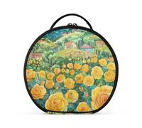 aidingzhi A Field Of Yellow Roses - Bolsa de maquillaje con compartimentos y asa, impermeable, bolsa de maquillaje con separadores ajustables, 11 pulgadas