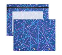 aidingzhi Adorable estuche de 3 agujeros para cartas de papel A4, paquete de 2 suministros de arte para profesores, arte abstracto, puntos, líneas, color azul