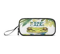 aidingzhi Animal Green Keep Calm - Estuche de nailon para adolescentes, gran capacidad, organizador de papelería escolar para niñas preparadas