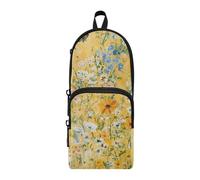 aidingzhi Beauty Spring Flowers - Bolsas de nailon amarillo con 3 compartimentos para adolescentes, estuche de gran capacidad para escuela secundaria, bolsa de papelería para escuela preparatoria