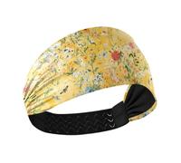aidingzhi Beauty Spring Flowers - Diadema deportiva elástica ancha para el pelo de mujer, diseño de flores, color amarillo, para fútbol, atletismo, deportes, voleibol