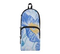 aidingzhi Bhutan Blue Poppy Beauty Flowers_4 - Estuche grande de nailon con 3 compartimentos, multiusos y estético, para niñas, papelería escolar para escuela preparatoria