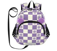 aidingzhi Big Kid Mochilas de correa para niños y niñas Bolsa para pañales antipérdida con cinta reflectante, diseño de cuadros púrpuras, color morado, Azulejos morados, M