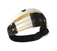 aidingzhi Black Space - Diadema deportiva antideslizante a rayas blancas y doradas, para el pelo de mujer, para uso diario, yoga, voleibol, voleibol