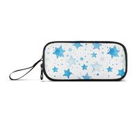 aidingzhi Blue Stars and Bubbles - Estuche grande de nailon para niñas, estuche de lápices de alta capacidad para adolescentes, niñas, artículos de papelería para hombres de escuela secundaria