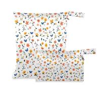 aidingzhi Bolsa con cremallera para guardería, paquete de 2 artículos esenciales de viaje para bebés con asas para guardería, piscina (Simple Spring Fresh Floral)