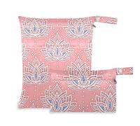 aidingzhi Bolsa con cremallera para tela, paquete de 2 artículos esenciales de viaje para bebé con asas para guardería, yoga (flor melocotón verano boho)