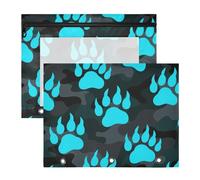 aidingzhi Bolsa de almacenamiento transparente con ventana para carpetas de 3 anillos, paquete de 2 para estudiantes, para volver a clases, huellas de animales, oso, azul y negro