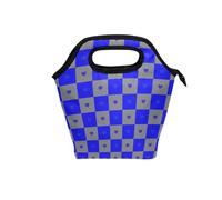 aidingzhi Bolsa de almuerzo para mujer con asa curvada para hombre, reutilizable, mini bolsa térmica para picnic, escuela, búfalo, cuadros, gris, azul, corazón