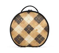 aidingzhi Bolsa de cosméticos con fondo a cuadros de búfalo marrón, vertical, independiente, impermeable, para mujeres, con separadores ajustables, 11 pulgadas