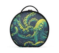 aidingzhi Bolsa de cosméticos con textura de animales de mar, color verde neón, vertical, independiente, portátil, grande, con separadores ajustables, 11 pulgadas