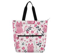 aidingzhi Bolsa de libros para niños, niñas y adultos, safari de gato, color melocotón, resistente al agua, bolsa de comestibles reutilizable con cremallera para la escuela, trabajo, viajes, arco iris