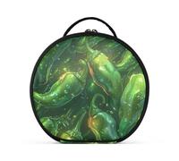 aidingzhi Bolsa de maquillaje de color verde neón grabada digitalmente, accesorios de viaje, gran capacidad, bolsa de cosméticos de viaje con separadores ajustables, 11 pulgadas