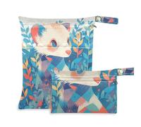 aidingzhi Bolsa de ropa reutilizable, paquete de 2 artículos esenciales de viaje para bebé con asas para gimnasio, yoga (Ferret Simple Colorful Modern)