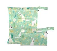 aidingzhi Bolsas a prueba de desorden para mojado, paquete de 2 artículos esenciales de viaje para bebés con asas para playa, gimnasio (caricatura canguro verde menta)