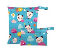 aidingzhi Bolsas a prueba de desorden para nadadores, paquete de 2 artículos esenciales de viaje para volar con asas para bañarse, guardería (lindos pandas de dibujos animados)