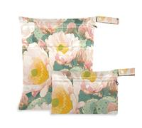 aidingzhi Bolsas húmedas lavables, paquete de 2 bolsas húmedas para traje de baño con asas para gimnasio, guardería (flores rosas)