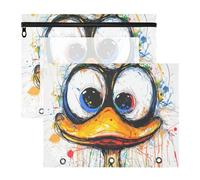 aidingzhi Bolsas para lápices, carpetas de bolsillo multiusos para cartas de papel A4, paquete de 2 unidades para estudiantes de regreso a clases, lindo arte de pato garabato