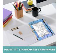 aidingzhi Bolsas resistentes con 3 agujeros para cartas de papel A4, paquete de 2 unidades, para estudiantes, clase de dibujos animados, orquídea, flor, color azul