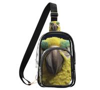 aidingzhi Bolso transparente y divertido con diseño de pavo real para mujer, antirrobo, PVC, impermeable, multiuso, transparente, Funny Angry Parrot Yellow, Medium