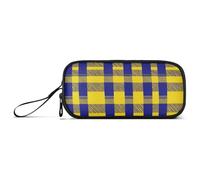 aidingzhi Buffalo - Estuche para lápices de nailon de gran capacidad, diseño a cuadros, color amarillo y azul real, para niñas, artículos de papelería escolar para oficina, adolescentes y niños