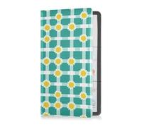 aidingzhi Buffalo Plaid Checks Turquoise White Sunflower_1 Premium Leather Auto Registration Insurance & ID Card Holder Wallet Accessories Case for Essential Document, Driver License, Cards