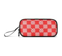aidingzhi Buffalo Plaid Multi Check - Estuche de nailon rojo y blanco para niñas, estuche de lápices de alta capacidad con compartimentos, papelería para adolescentes de escuela preparada, Buffalo